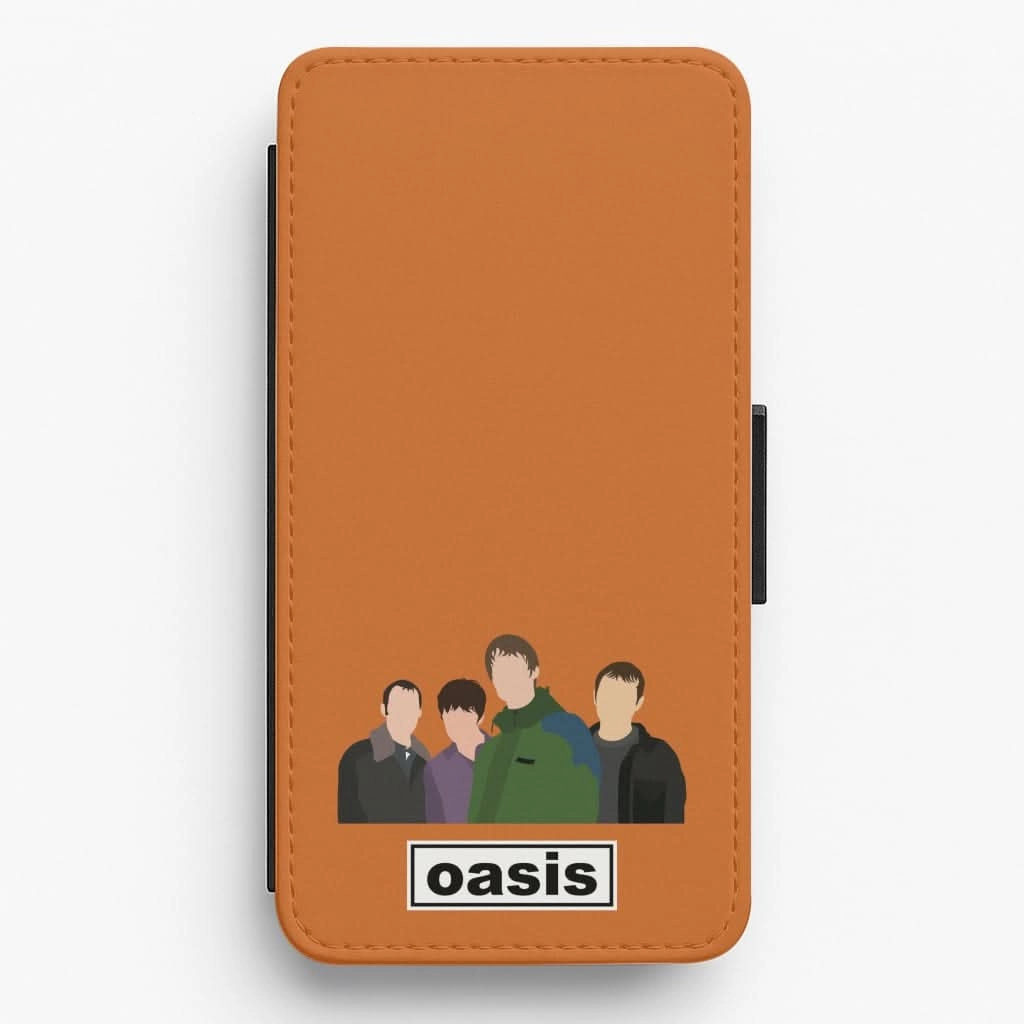 Protective Edge Layer Smooth Pattern Rock Band Members Flip / Wallet Phone Case