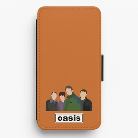 Protective Edge Layer Smooth Pattern Rock Band Members Flip / Wallet Phone Case