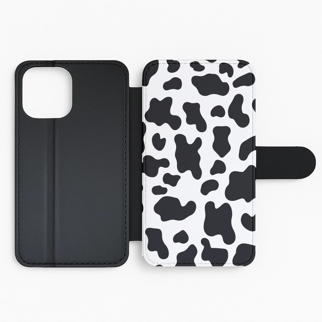 Cow - Animal Patterns Flip / Wallet Phone Case Clear Pattern Shock Resistant Build