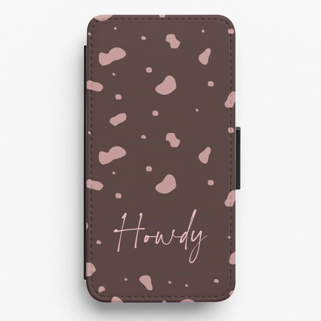 Trendy Layer Cow Print Howdy Flip / Wallet Phone Case