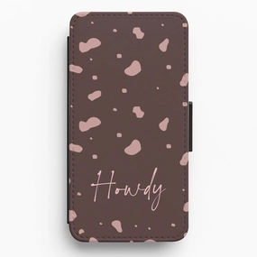 Trendy Layer Cow Print Howdy Flip / Wallet Phone Case