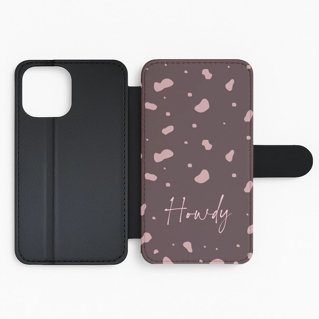 Cow Print Howdy Flip / Wallet Phone Case Rugged Frame Matte Texture Design
