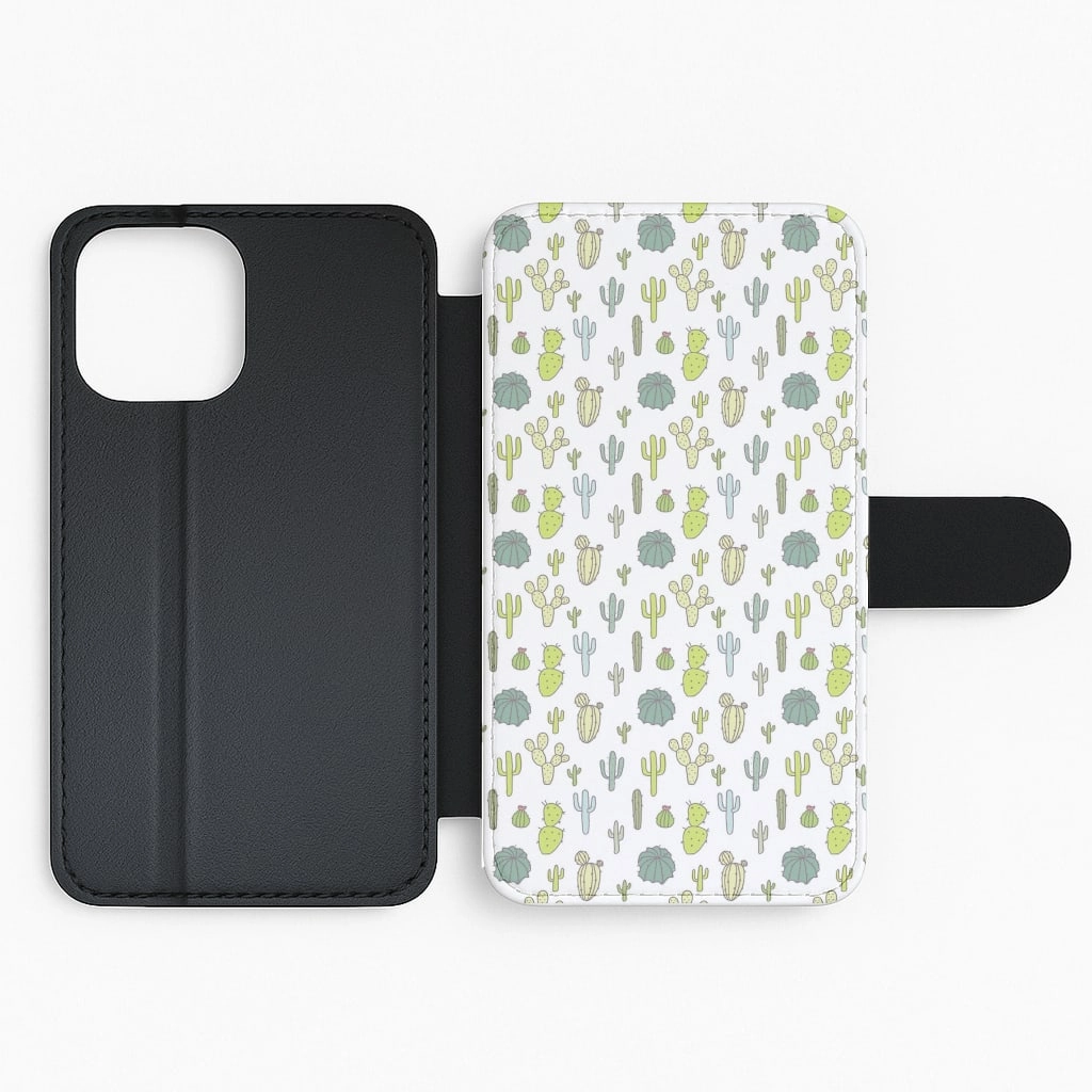 Cactus Pattern Flip / Wallet Phone Case Durable Material