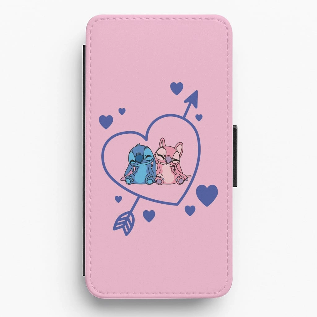 Arrow Heart - Pink Alien Flip / Wallet Phone Case Polished Surface Texture Wear resistant