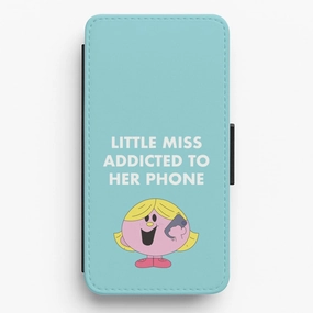 Little Miss Addicted To Her Phone - Aesthetic Quote Flip / Wallet Phone Case Soft Protection Layer