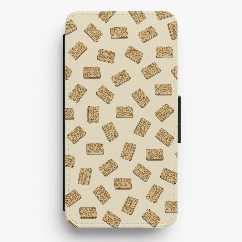 Protective Structure Premium Texture Layer Custard Creams - Biscuits Patterns Flip / Wallet Phone Case