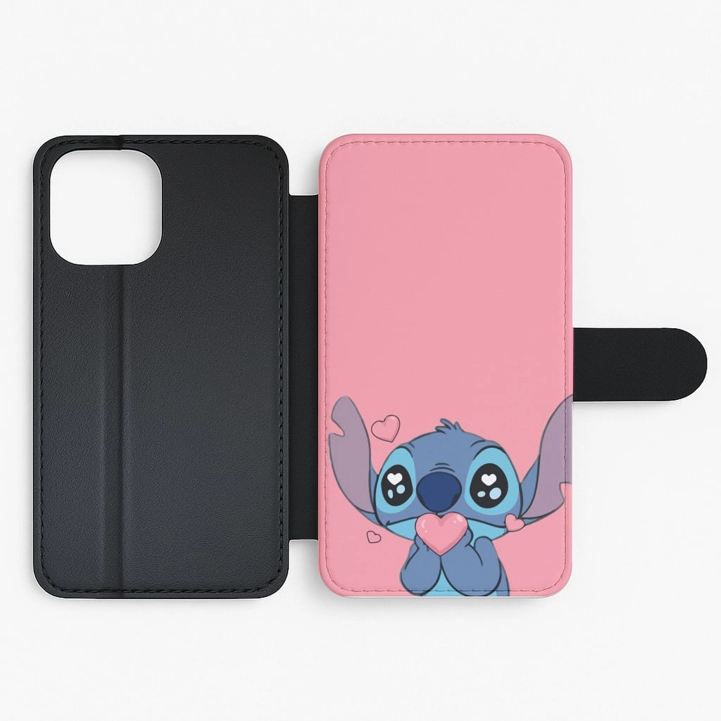 Cute Alien Blue Flip / Wallet Phone Case Textured Finish Minimal Form