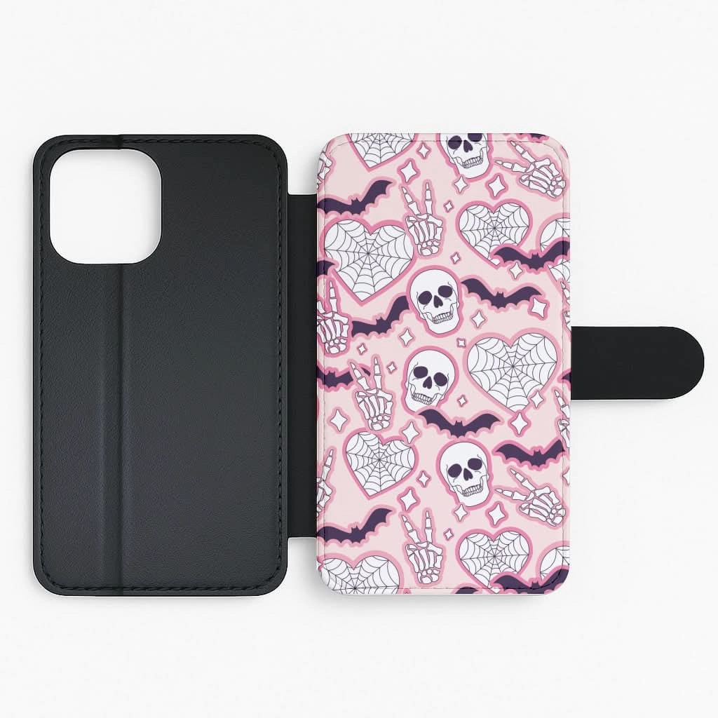 Cute Halloween Stickers Pattern Flip / Wallet Phone Case Stylish grip Fashion Choice
