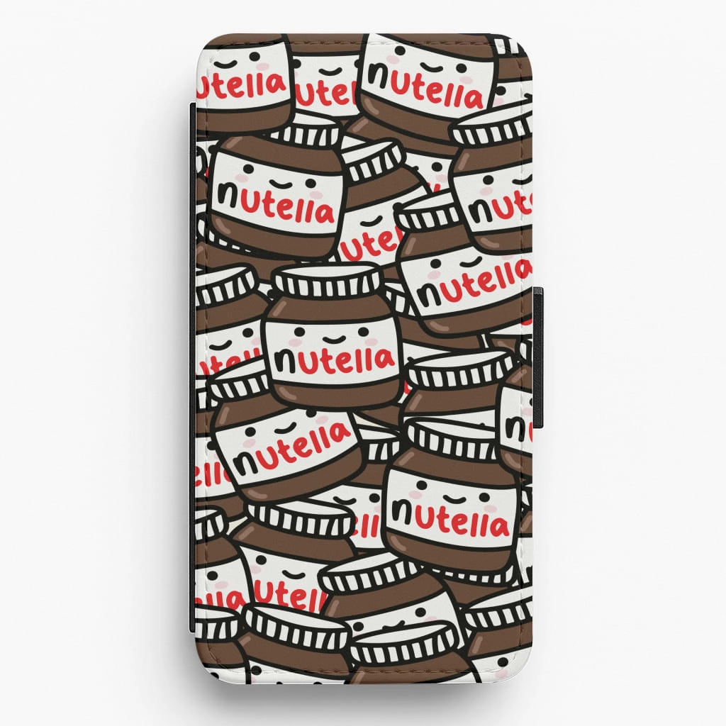 Tight Fit Travel Friendly Cute Nutella Pattern Flip / Wallet Phone Case