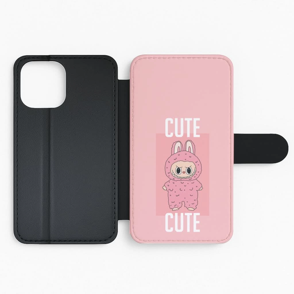 Cute Pink Monster Flip / Wallet Phone Case Sleek Feel Modern Grip Design