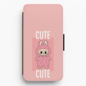 Cute Pink Monster Flip / Wallet Phone Case Durable Build Quality Protective Build Texture