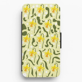 Daffodil Pattern - Floral Flip / Wallet Phone Case Refined Shield