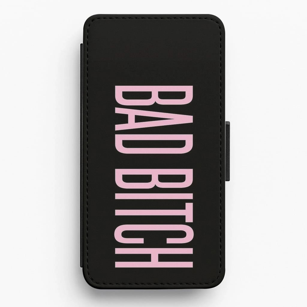 Stylish Texture Bad Bitch - Queen B Flip Wallet Phone Case