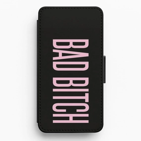 Stylish Texture Bad Bitch - Queen B Flip Wallet Phone Case