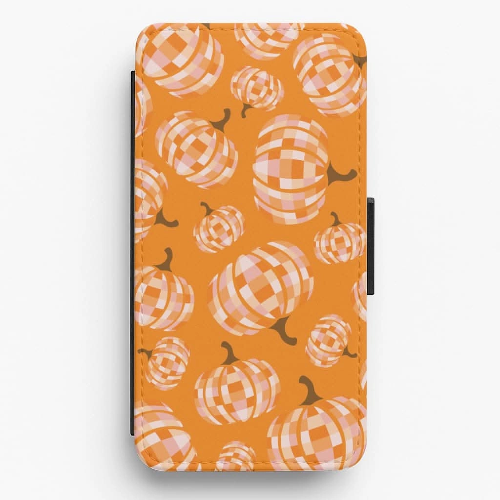 Easy Access Magnetic Mount Disco Pumpkins Pattern Flip / Wallet Phone Case