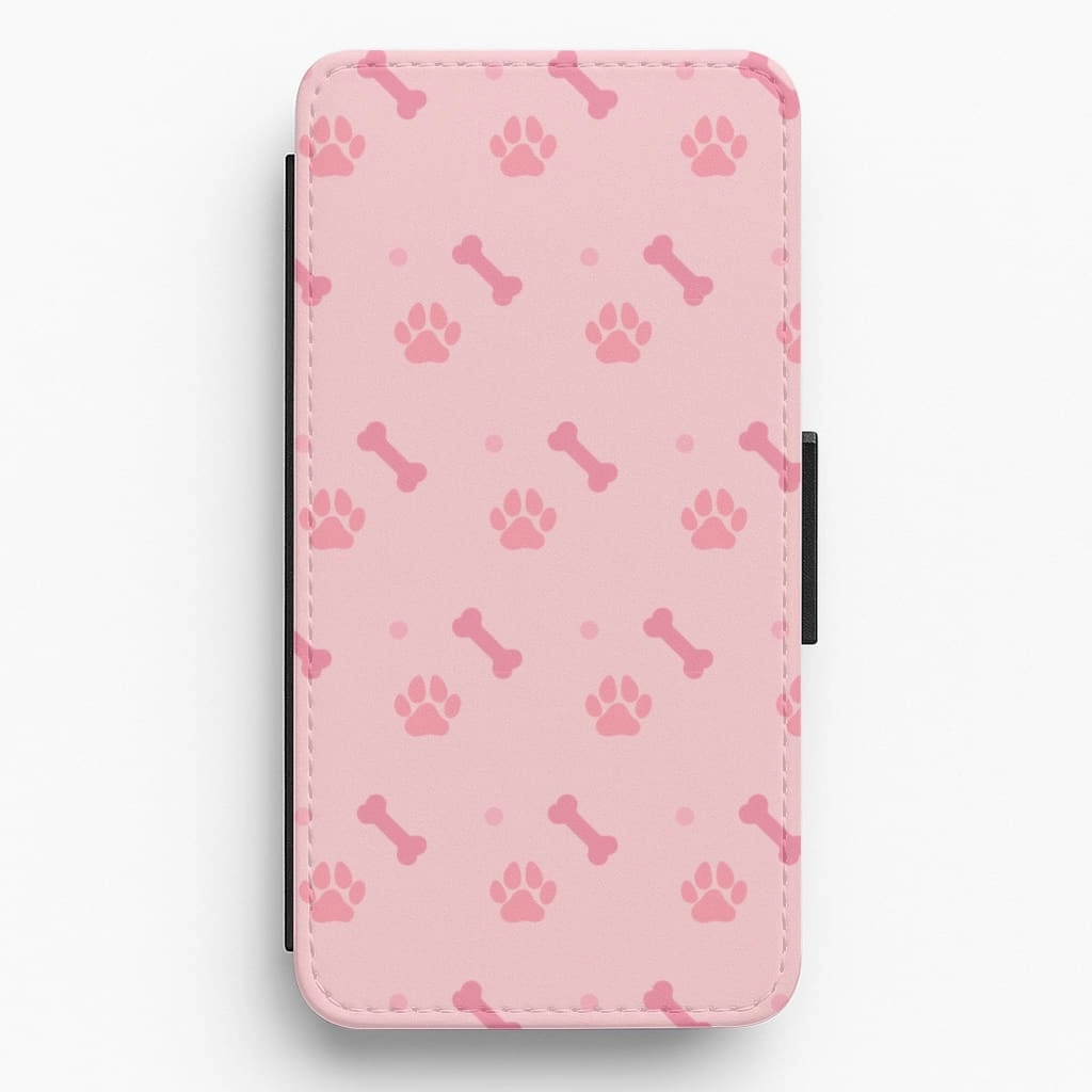 Protective Pattern Texture Dog And Paw - Dog Pattern Flip / Wallet Phone Case