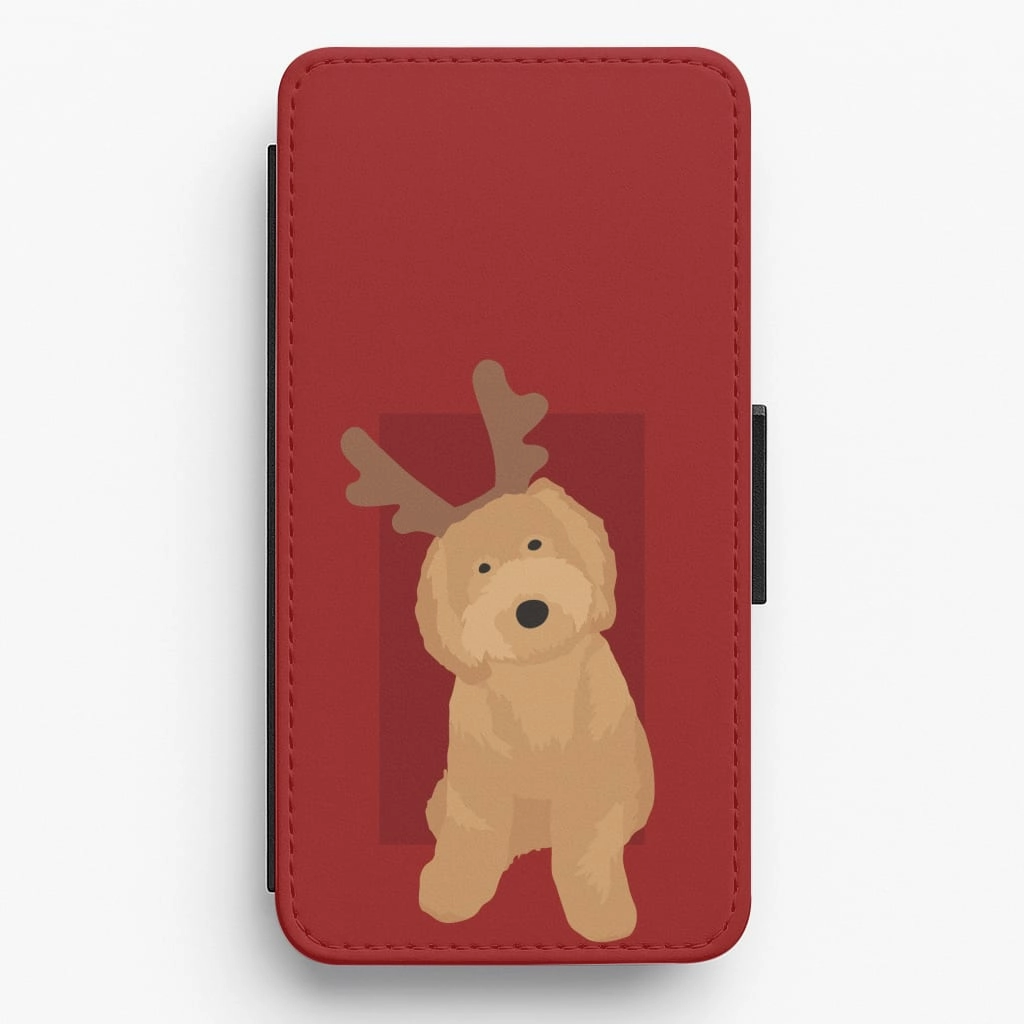 Dog Christmas Ears Flip / Wallet Phone Case Flexible Edge Texture