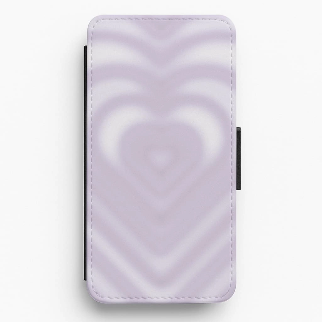 Soft Edge Drippy Love Heart Purple Flip / Wallet Phone Case