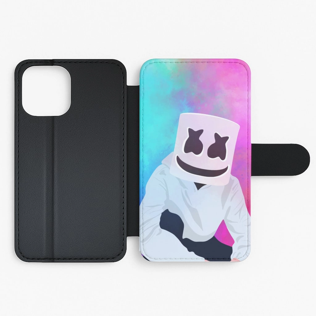 Rainbow White Helmet DJ Flip / Wallet Phone Case Classic Finish Color Gradient