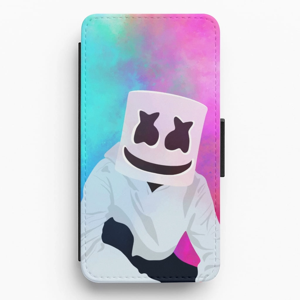 Rainbow White Helmet DJ Flip / Wallet Phone Case Comfort Build Trendy Accessory