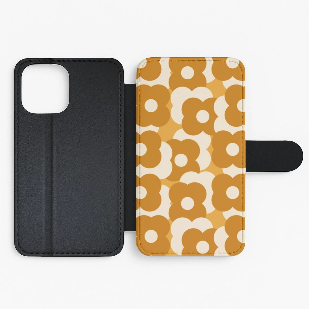 Soft Edge Detail Retro Flower Pattern Flip / Wallet Phone Case