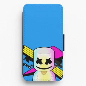 Neon Logo White Helmet DJ Flip / Wallet Phone Case Durable Texture Build Protective Structure