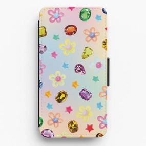 Textured Grip Compact Pattern Gradient Rainbow Gems Pattern Flip / Wallet Phone Case