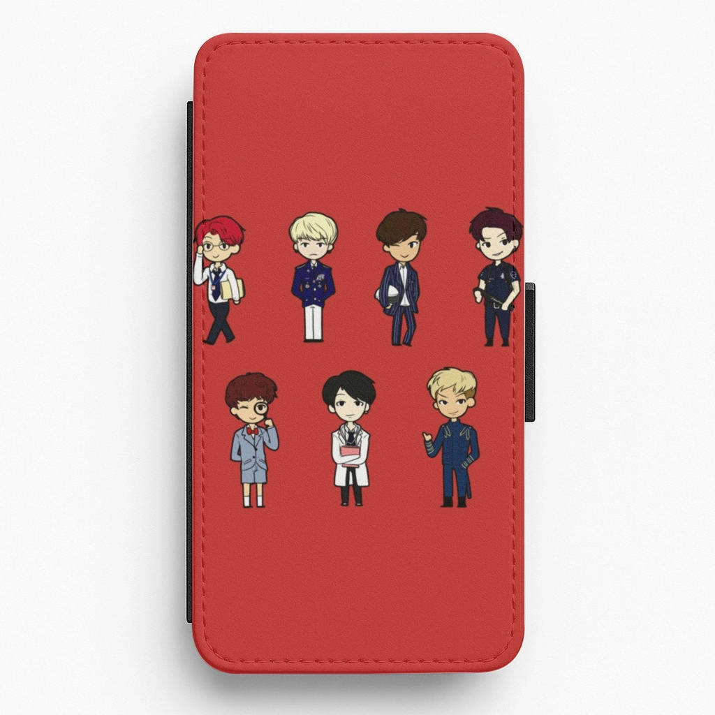 Hybrid Detail BTS Cartoons Flip / Wallet Phone Case