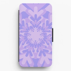 Premium Texture Design Slim Texture Purple - Colourful Snowflakes Flip / Wallet Phone Case