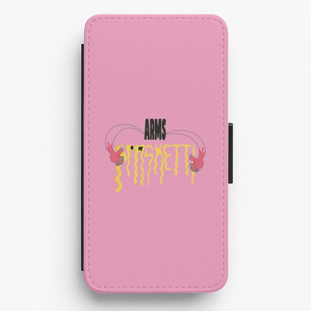 Arms Spaghetti - Pink Flip / Wallet Phone Case Durable Texture Build Flexible Pattern Layer