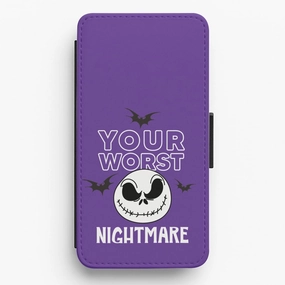 Glossy Pattern Matte Texture Layer Your Worst Nightmare Purple Flip / Wallet Phone Case