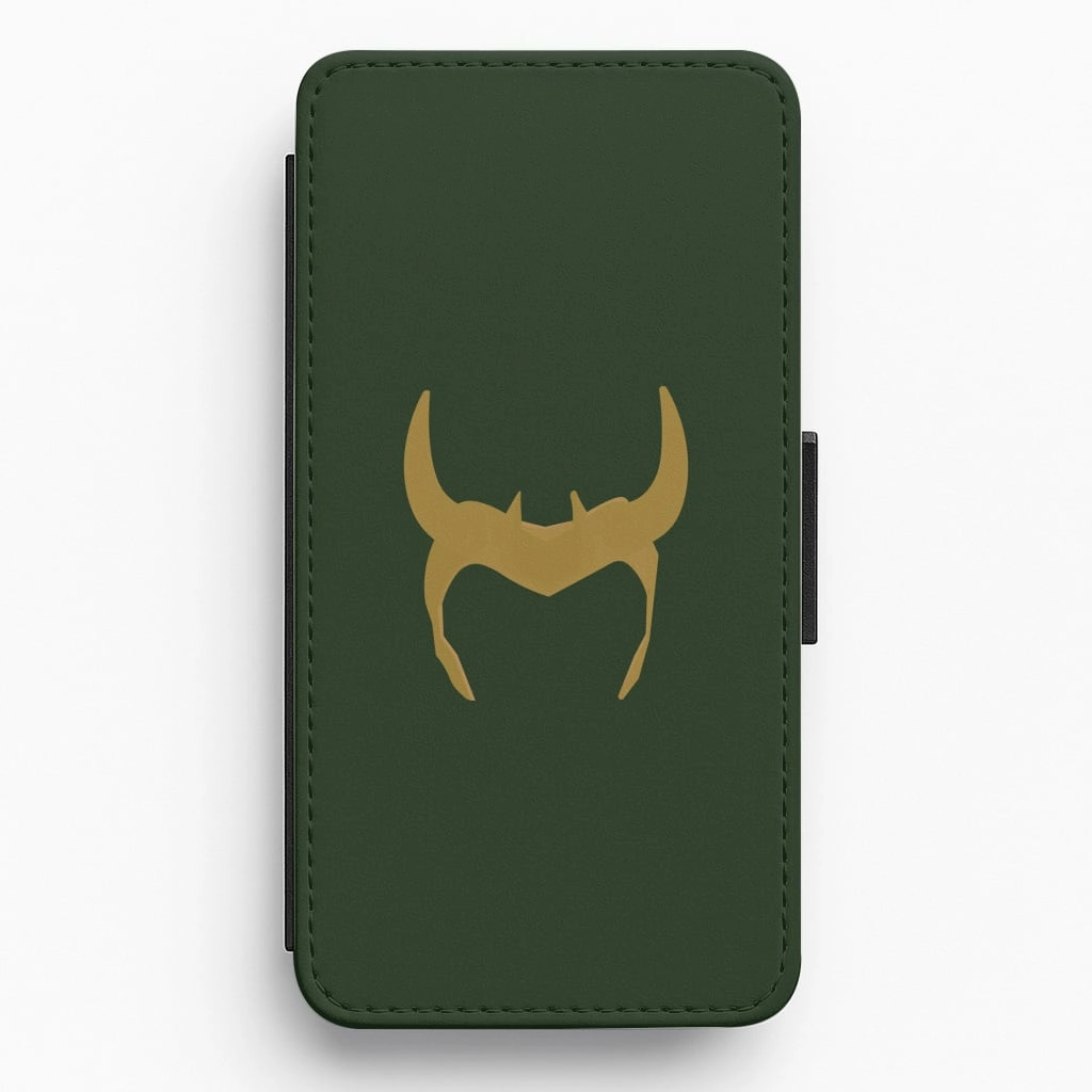 The Horned Helmet Flip / Wallet Phone Case Hybrid Material Build