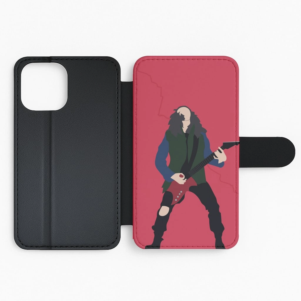 Eddie Munson Playing Guitar Flip / Wallet Phone Case Vivid Finish Slim Profile
