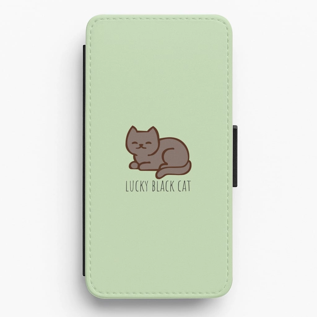 Lucky Black Cat - Cats Flip / Wallet Phone Case Grip Enhanced Rugged Look Finish