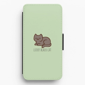 Lucky Black Cat - Cats Flip / Wallet Phone Case Grip Enhanced Rugged Look Finish