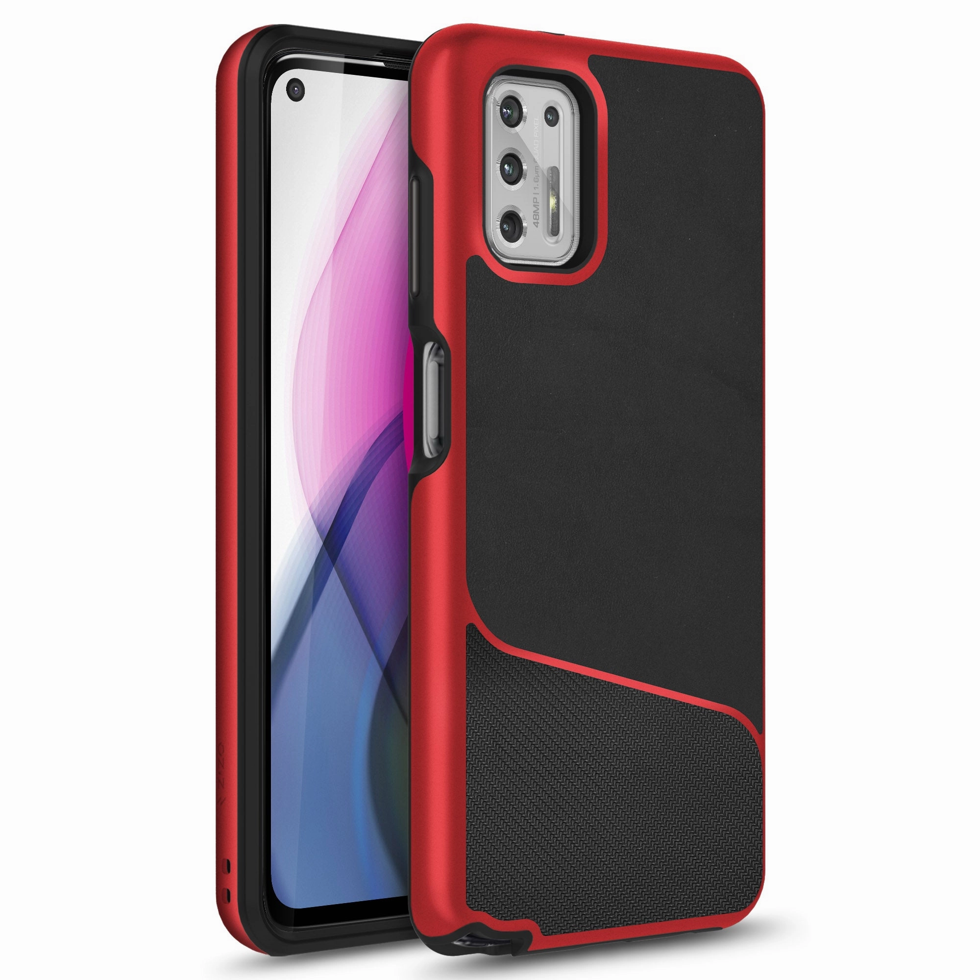ZIZO DIVISION Series Moto G Stylus (2021) Case - Black & Red Hand Feel Slim Texture