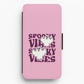 Smooth Form Texture Spooky Vibes Pink Flip / Wallet Phone Case