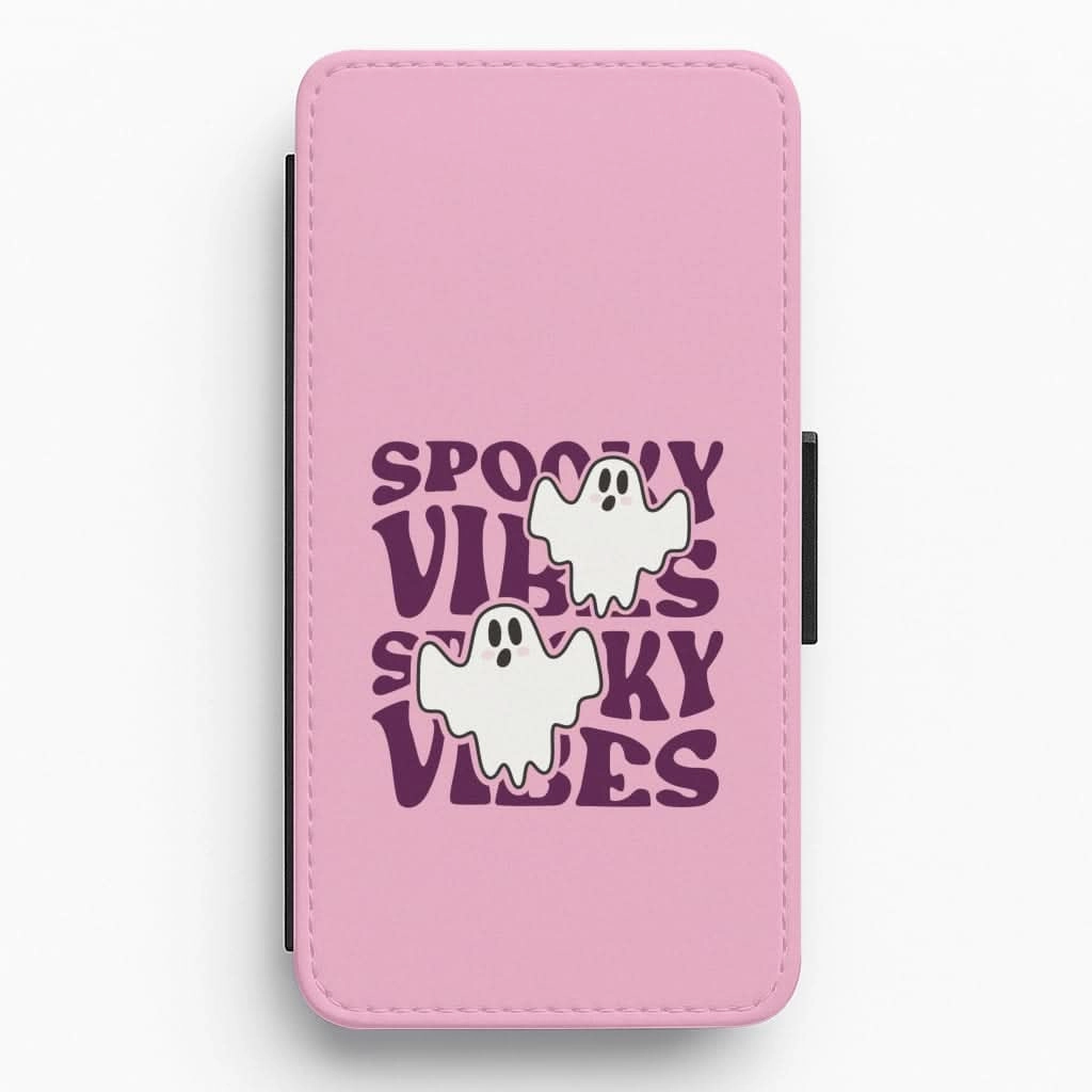 Smooth Form Texture Spooky Vibes Pink Flip / Wallet Phone Case
