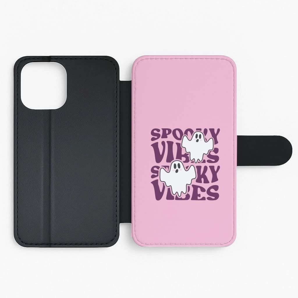 Spooky Vibes Pink Flip / Wallet Phone Case Matte Surface Modern Form