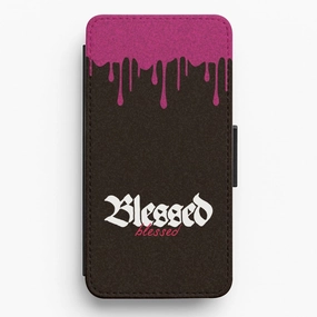 Glitter Blessed Flip / Wallet Phone Case Frosted Finish Durable Accessory