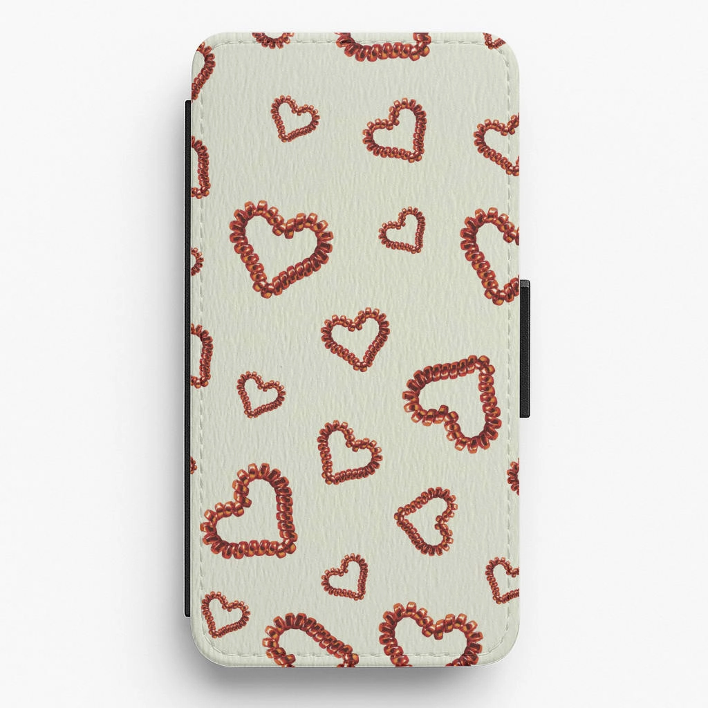 Elastic Hearts Pattern Flip / Wallet Phone Case Hybrid Pattern Texture Matte Pattern Design