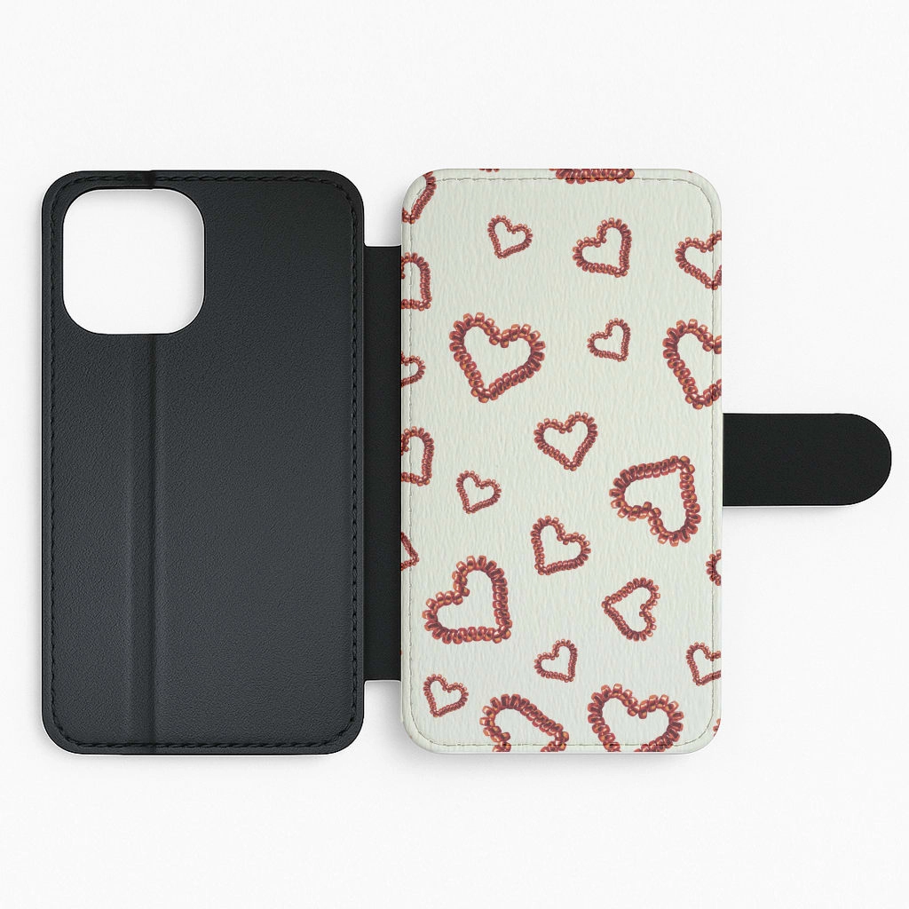 Modern Design Texture Flexible Comfort Elastic Hearts Pattern Flip / Wallet Phone Case