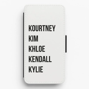 Durable Edge Texture Kourtney, Kim, Khloe, Kendall, Kylie - Kardashian Flip Wallet Phone Case