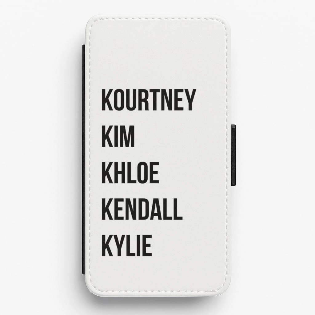 Durable Edge Texture Kourtney, Kim, Khloe, Kendall, Kylie - Kardashian Flip Wallet Phone Case