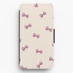 Pink Coquette Bows Flip / Wallet Phone Case Hybrid Grip Vivid Texture