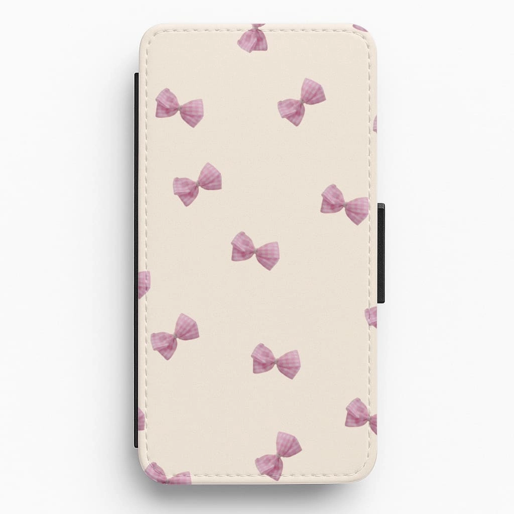 Pink Coquette Bows Flip / Wallet Phone Case Hybrid Grip Vivid Texture