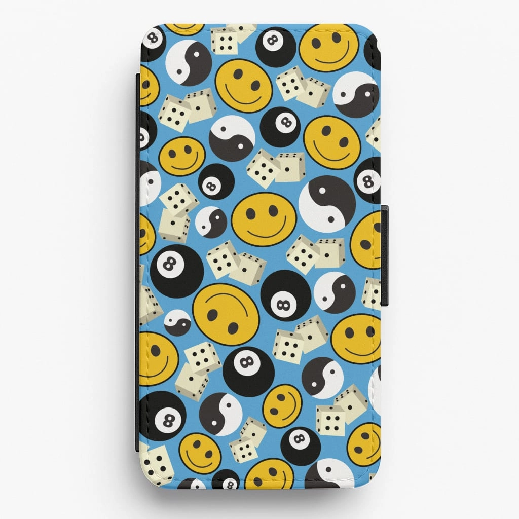 8 Ball Pattern - Skate Aesthetic  Flip / Wallet Phone Case Polished Texture Design Elegant Detail