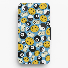 8 Ball Pattern - Skate Aesthetic  Flip / Wallet Phone Case Polished Texture Design Elegant Detail