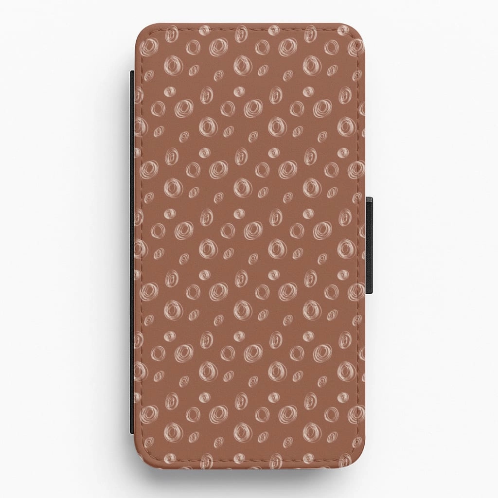 Brown Circles Flip / Wallet Phone Case Classic Design