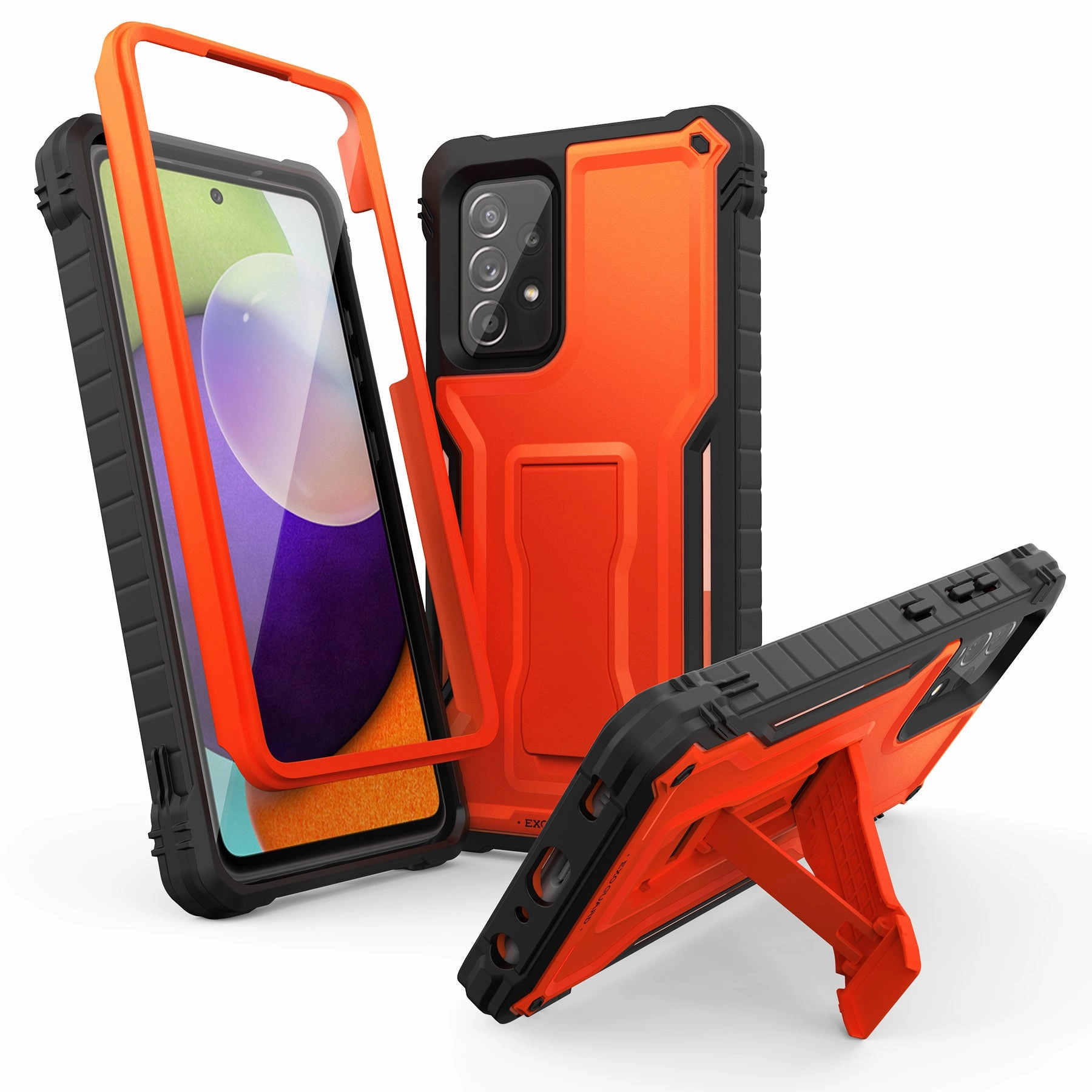 ExoGuard for Samsung Galaxy A52 Case, Rubber Shockproof Full-Body Cover Case Built-in Screen Protector and Kickstand Compatible with Samsung A52 5G Phone Premium Finish Rugged Edge